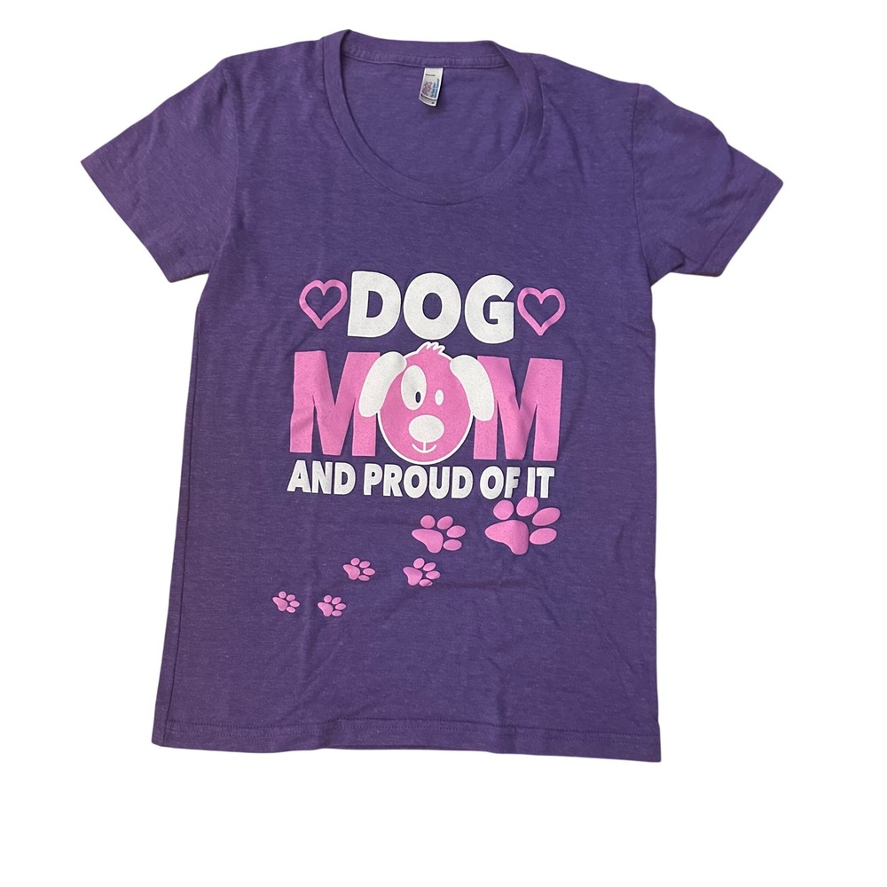 American Apparel Dog Mom And Proud‎ Of It Graphic T Shirt Purple Women's Medium